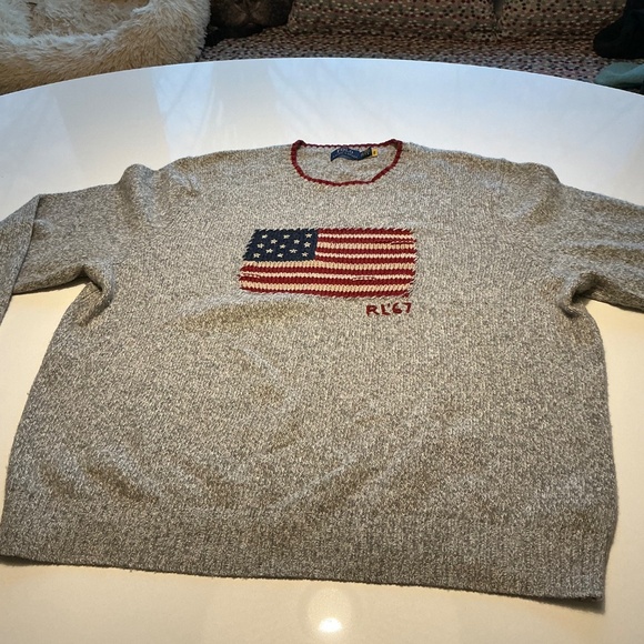 Ralph Lauren Iconic Flag Sweater - Authenticated - Marled grey - XXL Unisex - Picture 3 of 6